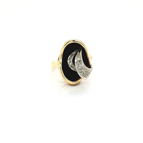 14K Two-Tone Free Form Onyx and Diamond Ring Jaymark Jewelers Cold Spring, NY