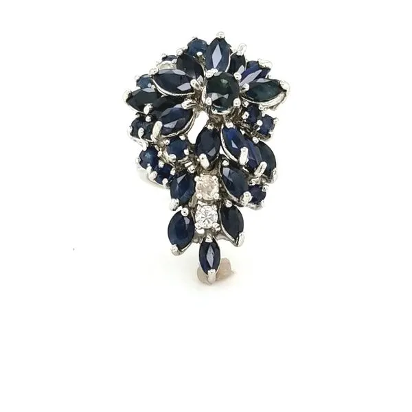 14K White Gold Sapphire and Diamond Waterfall Style Ring Image 2 Jaymark Jewelers Cold Spring, NY