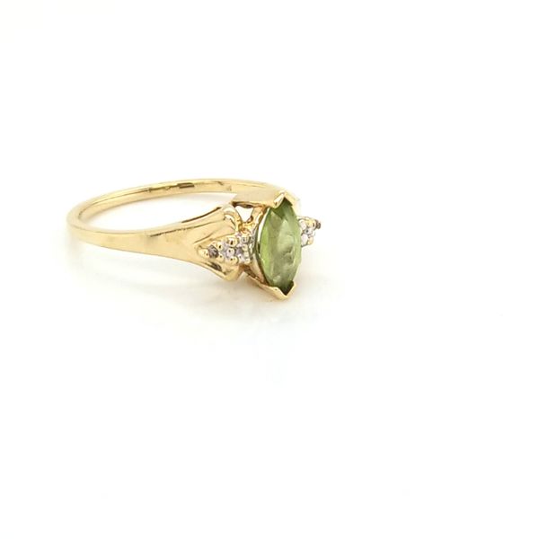 14K Yellow Gold Marquise Peridot and Diamond Ring Image 2 Jaymark Jewelers Cold Spring, NY