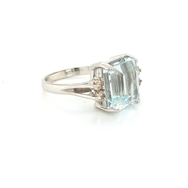 14k white gold aquamarine and diamond ring Image 2 Jaymark Jewelers Cold Spring, NY