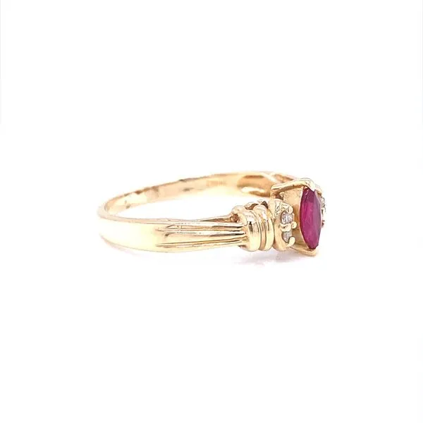 14K Yellow Gold Marquise Ruby and Diamond Ring Image 3 Jaymark Jewelers Cold Spring, NY