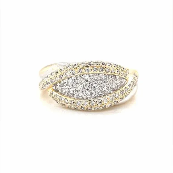 14K TwoTone Gold Pave Set Diamond Dome Ring Jaymark Jewelers Cold Spring, NY