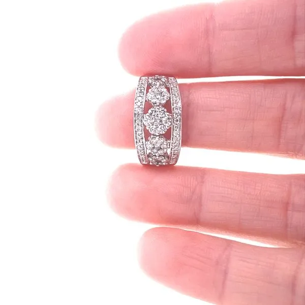 14K White Gold Cluster Diamond Band Image 2 Jaymark Jewelers Cold Spring, NY