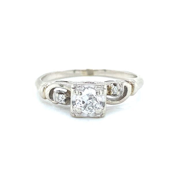 14K White Gold Vintage Diamond Engagement Ring Jaymark Jewelers Cold Spring, NY