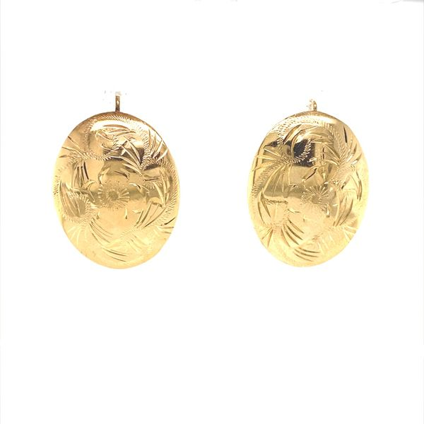 14K Yellow Gold Large Shield Earrings Jaymark Jewelers Cold Spring, NY