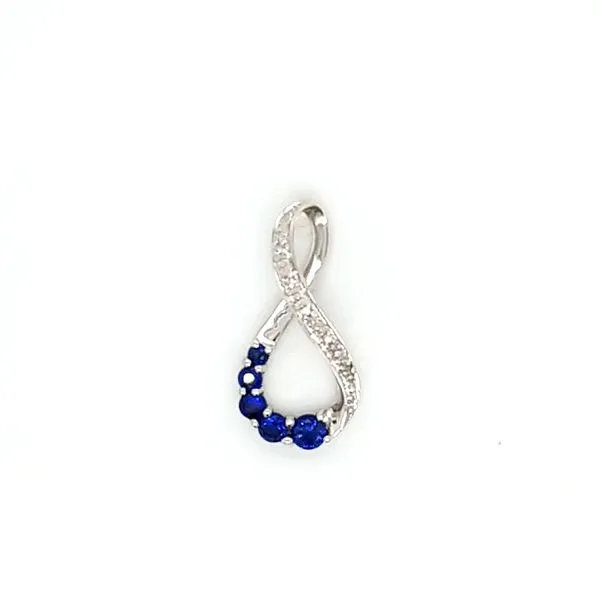 10K White Gold Diamond and Synthetic Sapphire Twist Pendant Jaymark Jewelers Cold Spring, NY