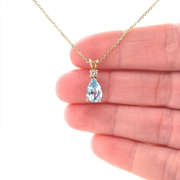 14K Yellow Gold Blue Topaz Pendant Image 2 Jaymark Jewelers Cold Spring, NY