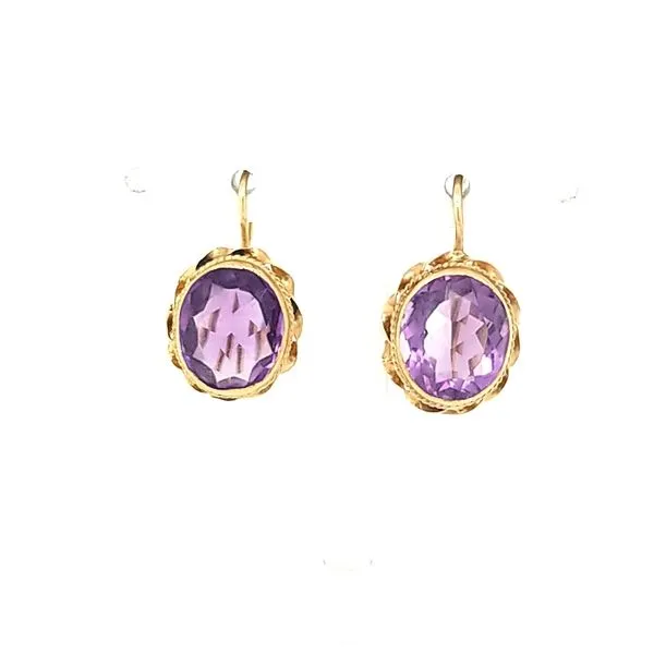 14K Yellow Gold Amethyst Dangle Earrings Jaymark Jewelers Cold Spring, NY