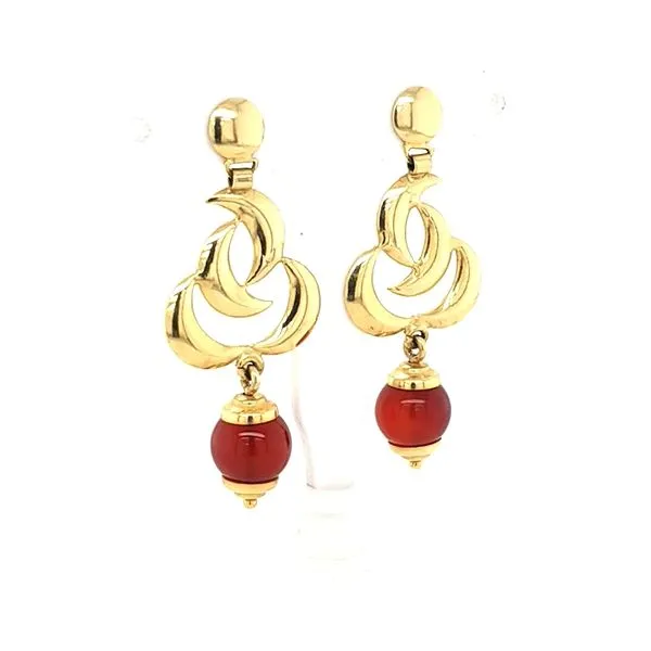 14K Yellow Gold Carnelian Dangle Earrings Image 2 Jaymark Jewelers Cold Spring, NY