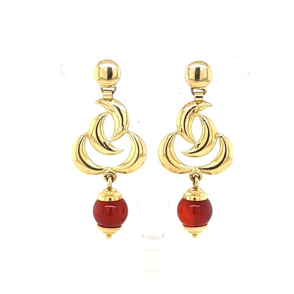 14K Yellow Gold Carnelian Dangle Earrings Jaymark Jewelers Cold Spring, NY