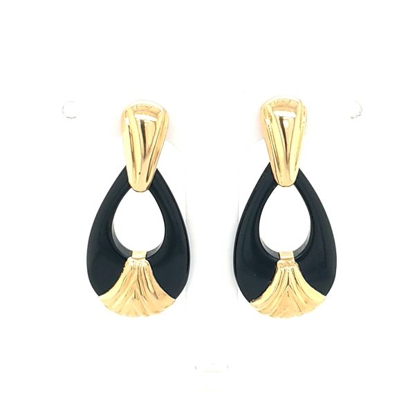 14k Yellow Gold Black Onyx Dangle Earrings Jaymark Jewelers Cold Spring, NY
