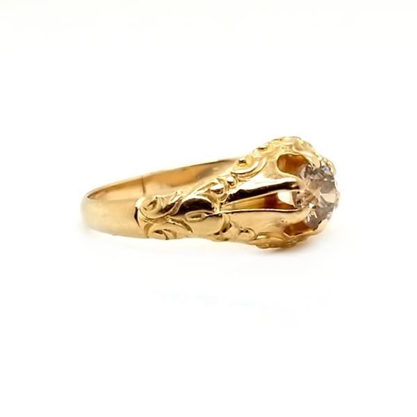 14k Yellow Gold Vintage style Champagne Diamond Ring Image 2 Jaymark Jewelers Cold Spring, NY
