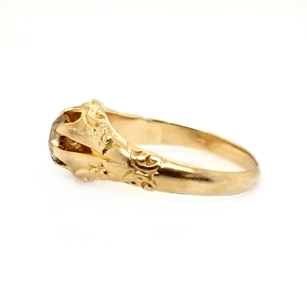 14k Yellow Gold Vintage style Champagne Diamond Ring Image 3 Jaymark Jewelers Cold Spring, NY