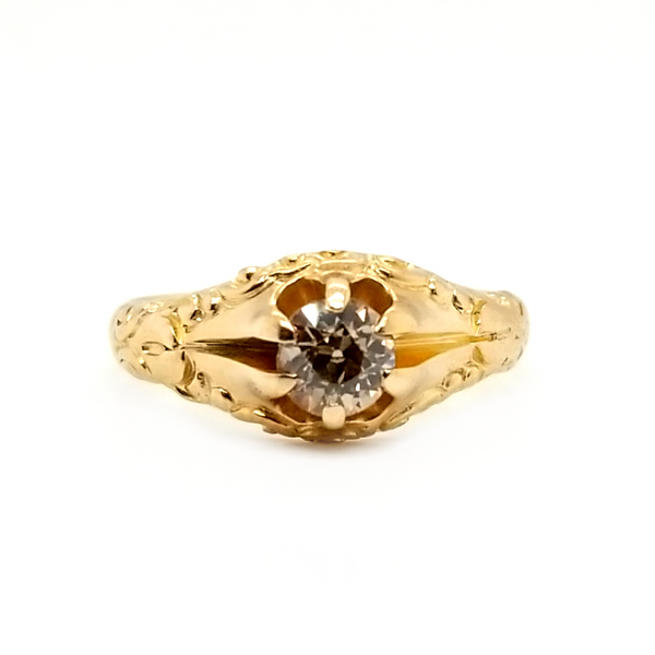 14k Yellow Gold Vintage style Champagne Diamond Ring Jaymark Jewelers Cold Spring, NY