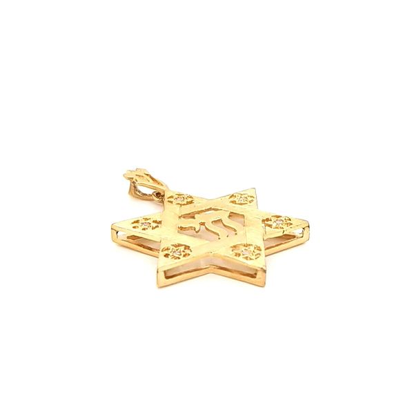 14K Yellow Gold and Diamond Star of David with Chai Image 2 Jaymark Jewelers Cold Spring, NY