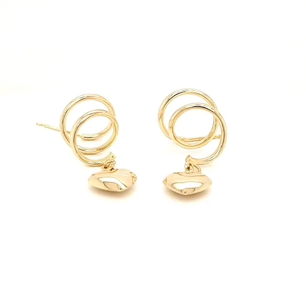 14K Yellow Gold Corkscrew Heart Dangle Earrings Image 2 Jaymark Jewelers Cold Spring, NY