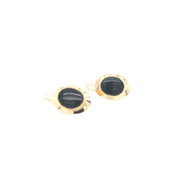 14K Yellow Gold Onyx Dangle Earrings Jaymark Jewelers Cold Spring, NY