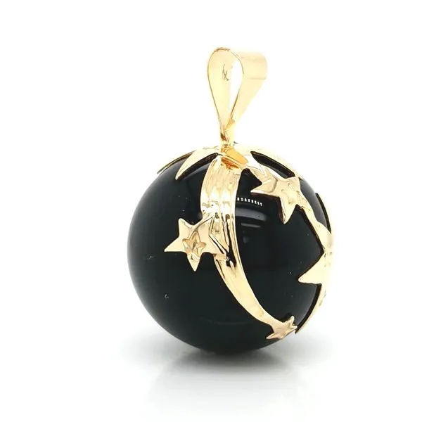 14K Yellow Gold Shooting Stars Black Onyx Pendant Image 2 Jaymark Jewelers Cold Spring, NY