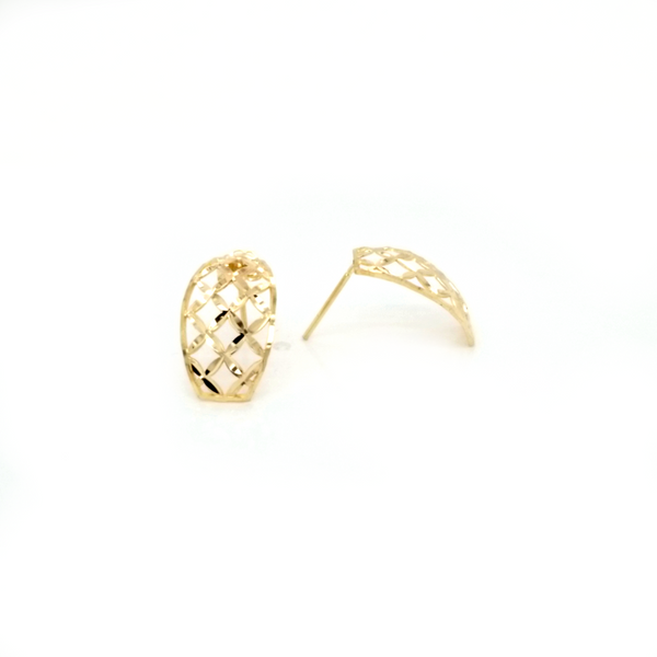 14K Yellow Gold Open Weave Post Earrings Image 3 Jaymark Jewelers Cold Spring, NY