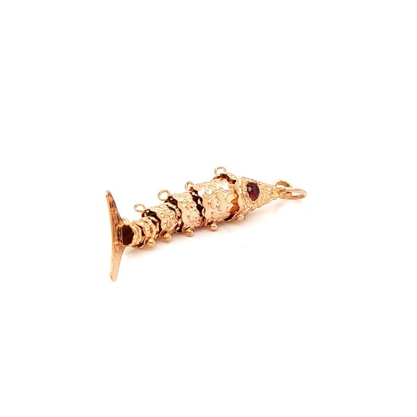 18K Yellow Gold and Garnet Flexible Fish Charm/Pendant Image 2 Jaymark Jewelers Cold Spring, NY