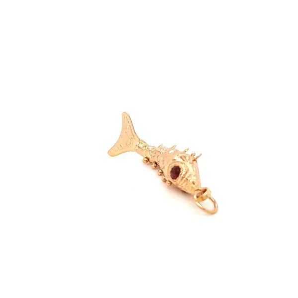 18K Yellow Gold and Garnet Flexible Fish Charm/Pendant Image 3 Jaymark Jewelers Cold Spring, NY