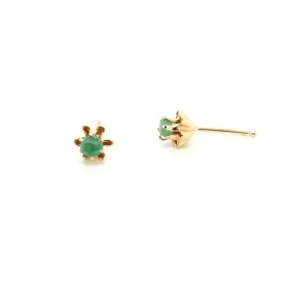 14K Yellow Gold Emerald Buttercup Earrings Image 3 Jaymark Jewelers Cold Spring, NY