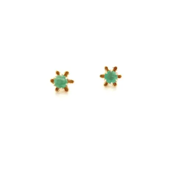 14K Yellow Gold Emerald Buttercup Earrings Jaymark Jewelers Cold Spring, NY