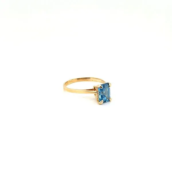 14K Yellow Gold Blue Topaz Solitaire Ring Image 2 Jaymark Jewelers Cold Spring, NY