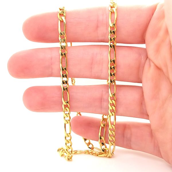 14K Yellow Gold Solid Figaro Link Necklace Image 2 Jaymark Jewelers Cold Spring, NY