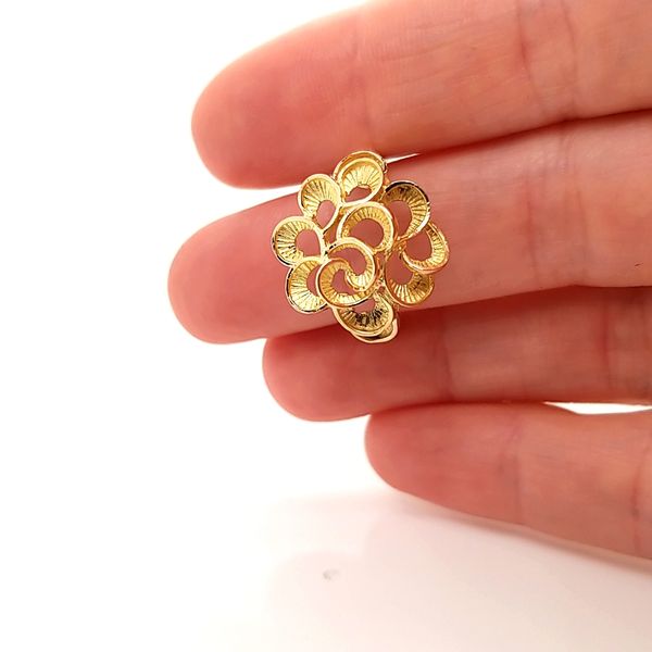 14K Yellow Gold Open Work Flower Ring Image 3 Jaymark Jewelers Cold Spring, NY