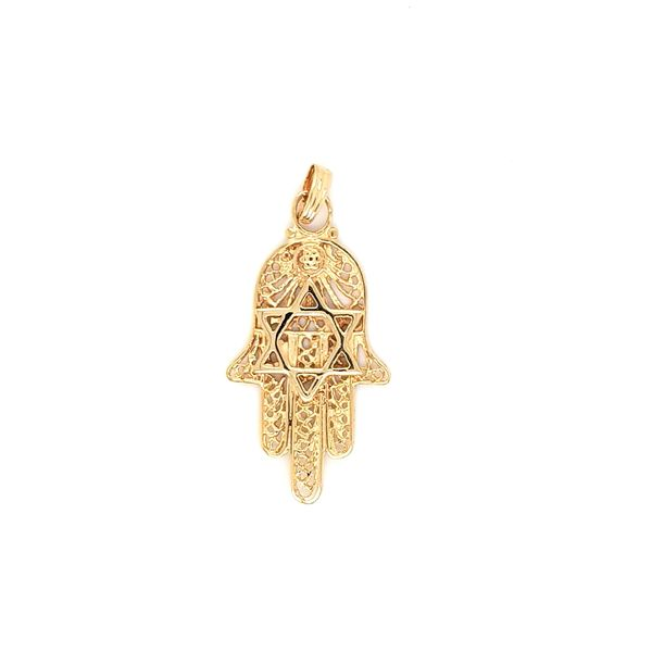 14K Yellow Gold Hamesh Pendant with Star of David Jaymark Jewelers Cold Spring, NY