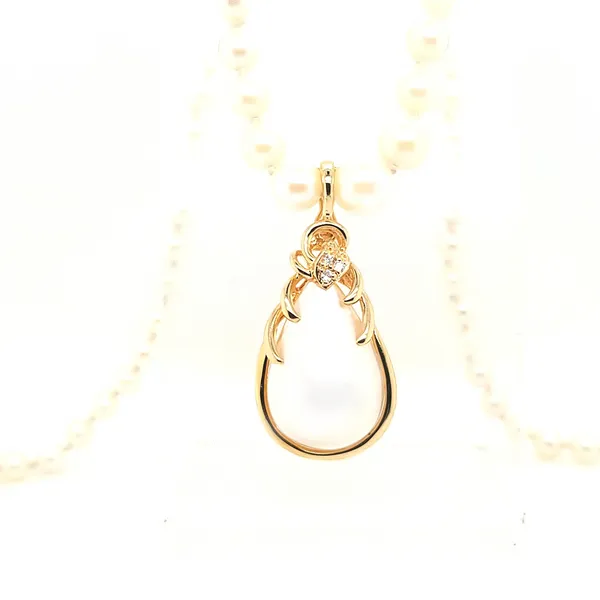 14K Yellow Gold Pear Shape Mabe and Diamond Pendant Image 2 Jaymark Jewelers Cold Spring, NY