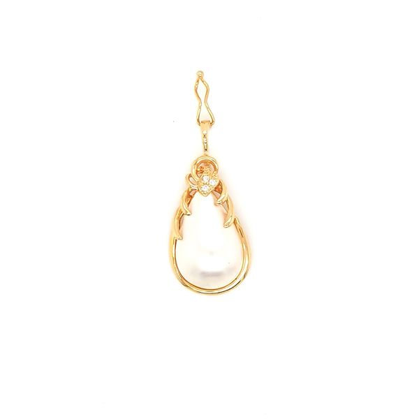 14K Yellow Gold Pear Shape Mabe and Diamond Pendant Jaymark Jewelers Cold Spring, NY
