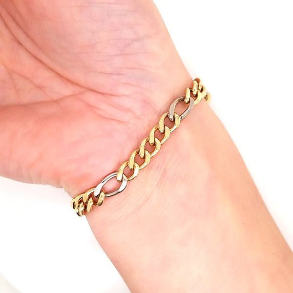 18K Yellow Gold and Platinum Solid Curb Link Bracelet Image 2 Jaymark Jewelers Cold Spring, NY