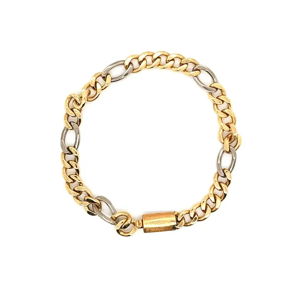 18K Yellow Gold and Platinum Solid Curb Link Bracelet Jaymark Jewelers Cold Spring, NY