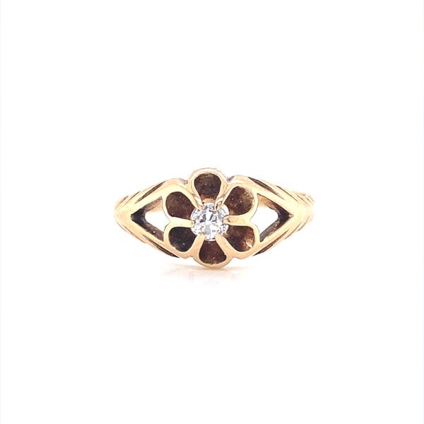 14K Rose Gold Vintage Flower Style Ring with Old Mine Cut Diamond Jaymark Jewelers Cold Spring, NY