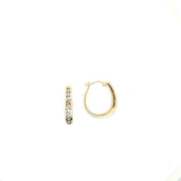 10K Yellow Gold Diamond Hoops Image 2 Jaymark Jewelers Cold Spring, NY