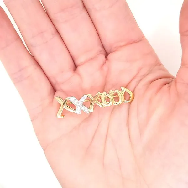 18K Yellow Gold Tiffany & Co Paloma Picasso XXXOOO Pin with Diamond Accents Image 3 Jaymark Jewelers Cold Spring, NY