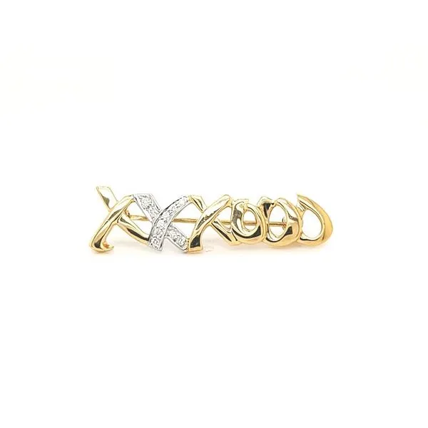 18K Yellow Gold Tiffany & Co Paloma Picasso XXXOOO Pin with Diamond Accents Jaymark Jewelers Cold Spring, NY