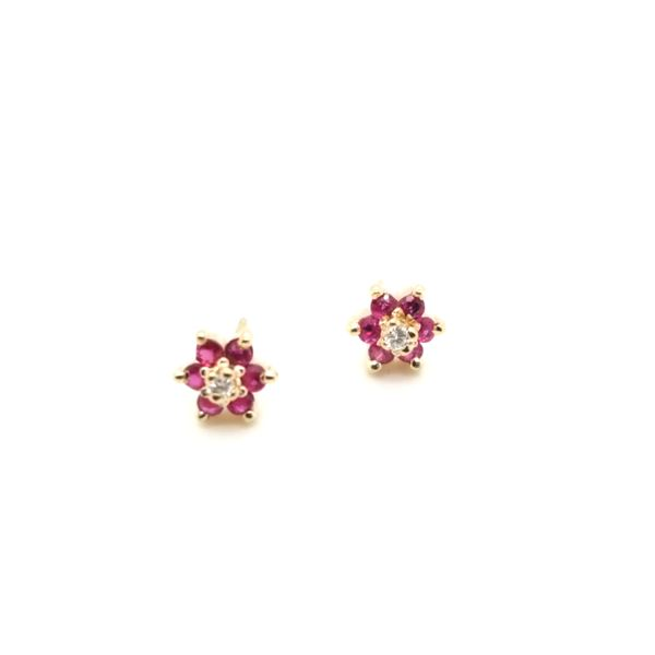 14K Yellow Gold Ruby and Diamond Earrings Jaymark Jewelers Cold Spring, NY