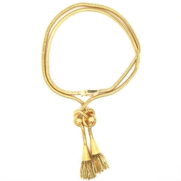 18K Yellow Gold Snake Chain Tassel Necklace Image 3 Jaymark Jewelers Cold Spring, NY