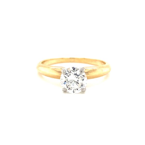 14K Yellow Gold and Platinum Solitaire Diamond Engagement Ring Jaymark Jewelers Cold Spring, NY