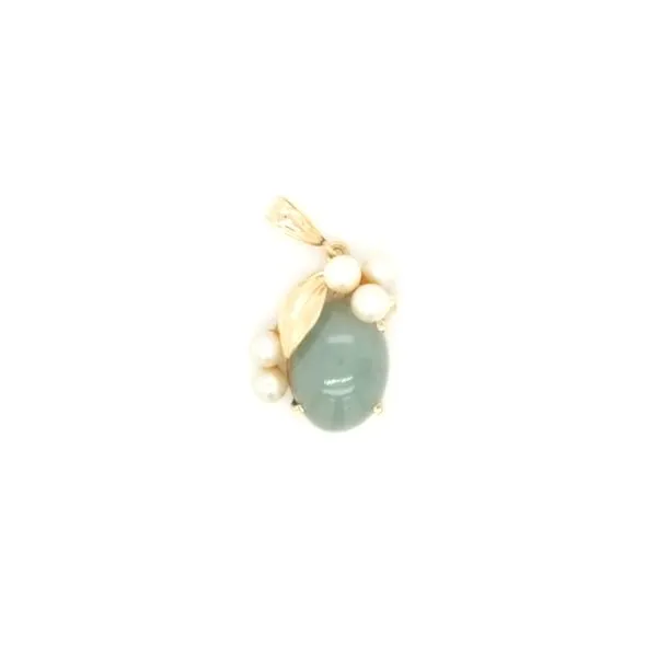 14K Yellow Gold Jade and Pearl Pendant Jaymark Jewelers Cold Spring, NY