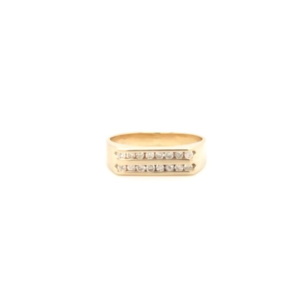 14K Yellow Gold Double Row Diamond Ring Jaymark Jewelers Cold Spring, NY