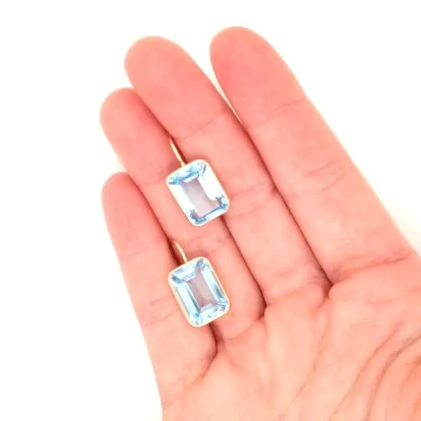 14K White Gold Blue Topaz Dangle Earrings Image 2 Jaymark Jewelers Cold Spring, NY