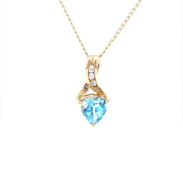 10K Yellow Gold Blue Topaz Pendant with Diamond Accents Jaymark Jewelers Cold Spring, NY