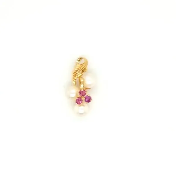 14K Yellow Gold Pearl and Ruby Pendant Jaymark Jewelers Cold Spring, NY