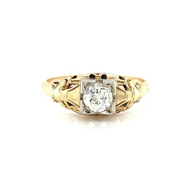 14K Two Tone Gold Vintage Diamond Engagement Ring Jaymark Jewelers Cold Spring, NY