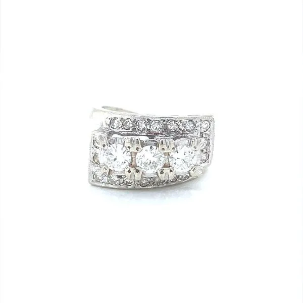 14K White Gold Vintage Three Stone Diamond Ring Jaymark Jewelers Cold Spring, NY