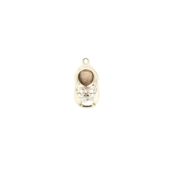 18K White Gold Baby Shoe Charm with Diamond Bow Image 3 Jaymark Jewelers Cold Spring, NY